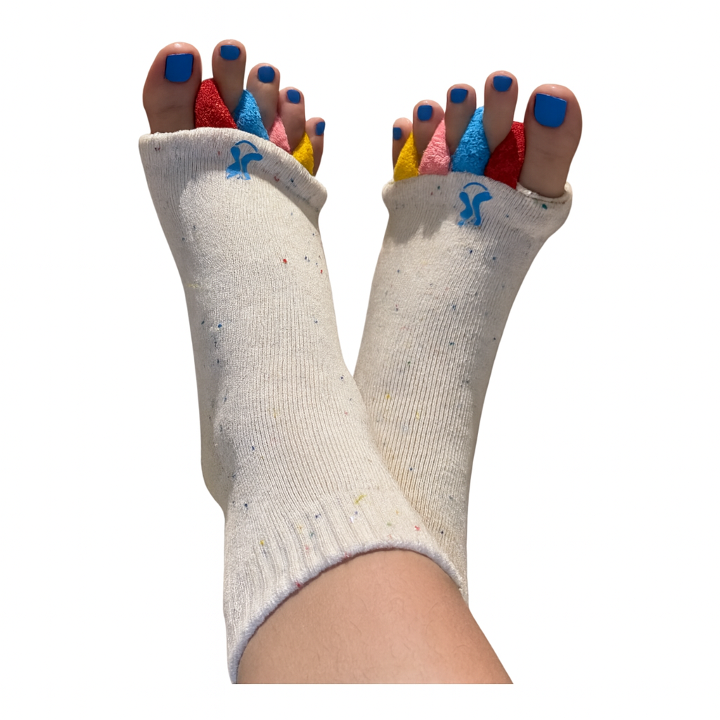 Foot Alignment Socks Confetti Cream JeliToz - Toe Separators - Comfortable Toe Alignment For Foot Care - Toe Spacer Socks Easy To Use - Perfect For Long Days - For Men and Women